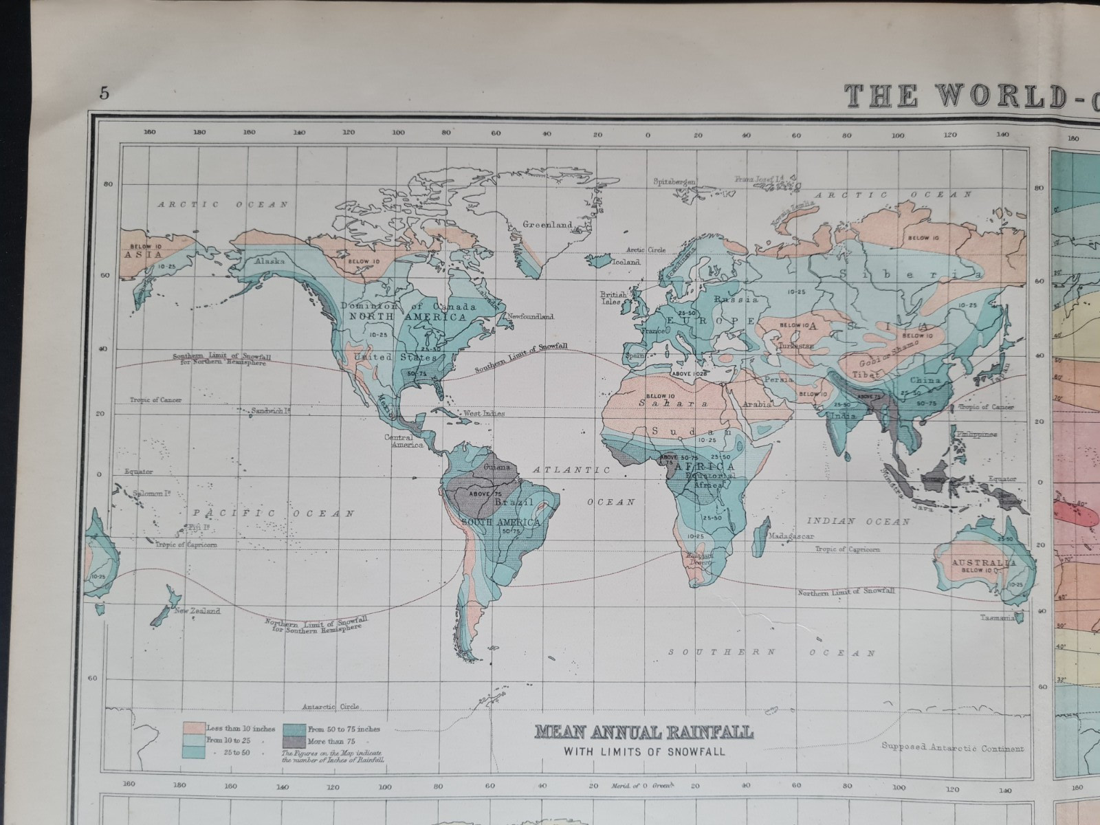 Antique (1912) map – The World – Climate – Bartholomew
