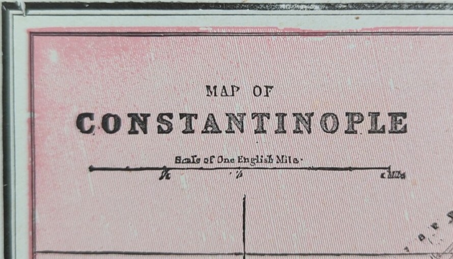 Vintage 1900 CONSTANTINOPLE TURKEY Map 14″x11″ Old Antique Original ISTANBUL