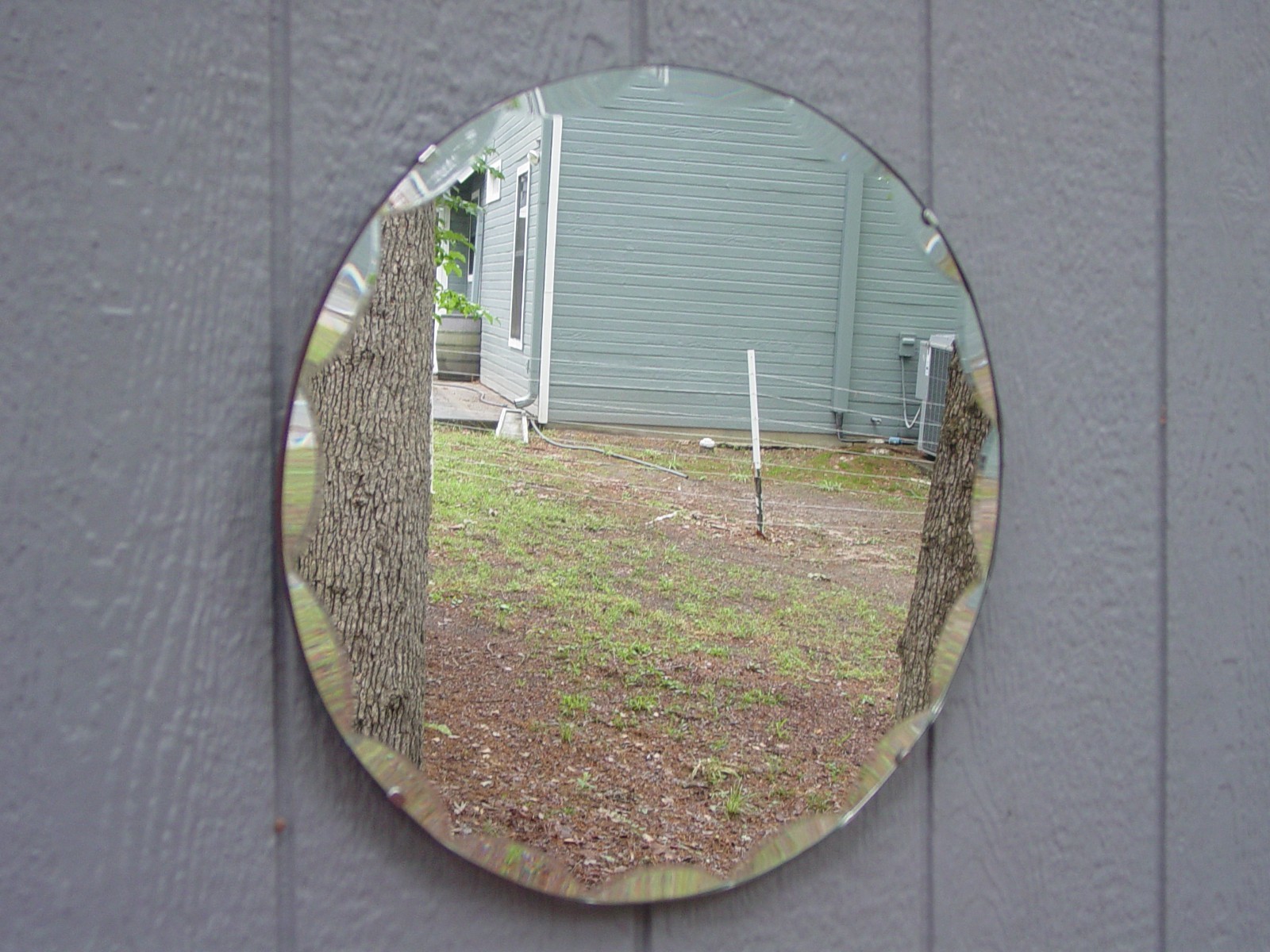NICE English Round Art Deco Wall Mirror Scalloped Beveled Cut 18 X 18 0 S&H