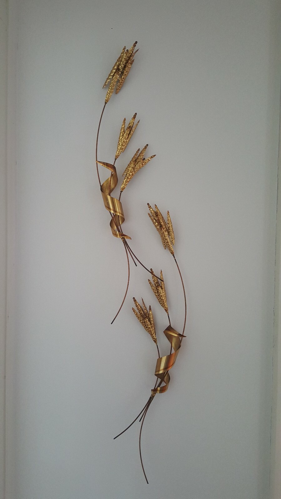 Vtg Brass Copper Metal Wheat Stalk Wall Art Sculptures Set 4