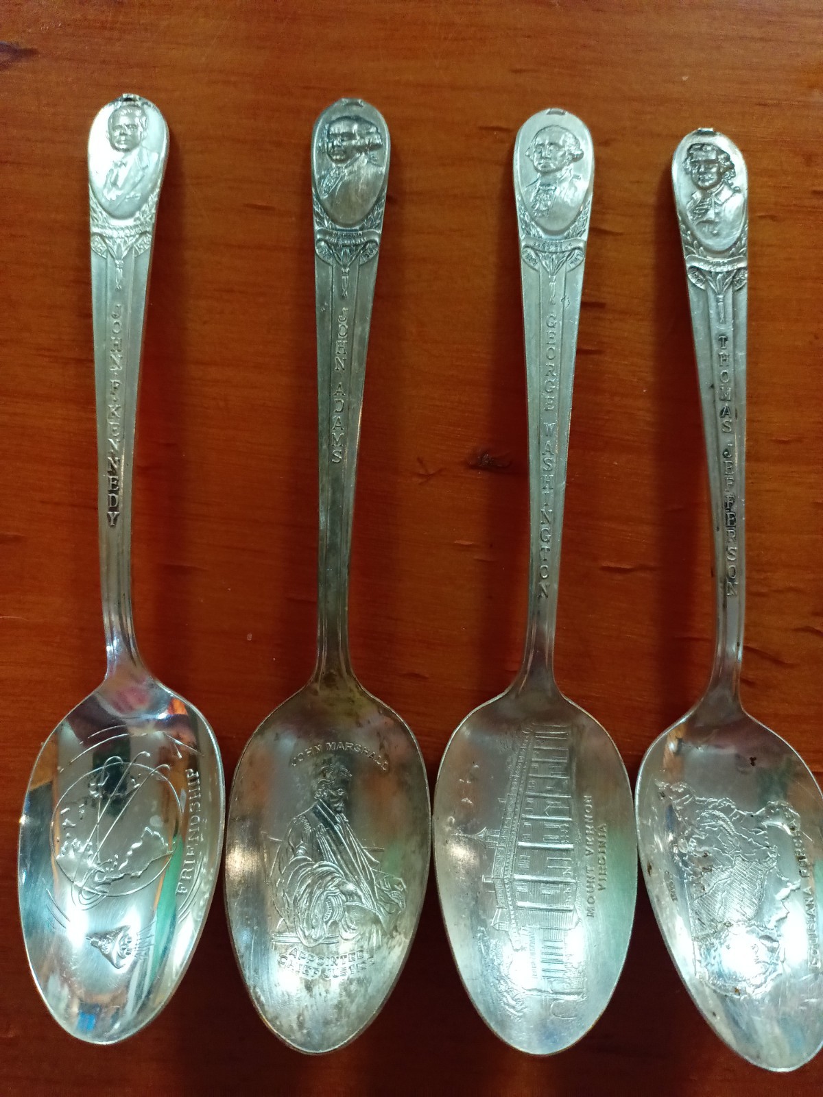 Lot of 4 Rogers manufacturing silver plated presidential spoons Free Shipping!