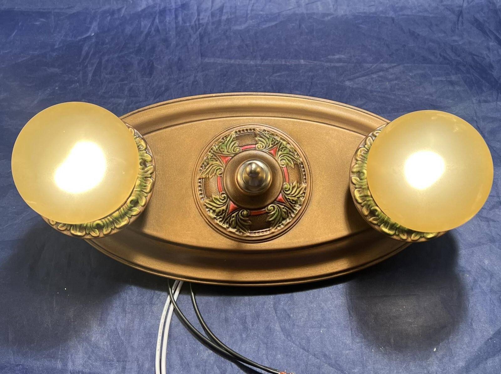 Pair Rewired double bulb flush mount ceiling fixtures RARE 22A