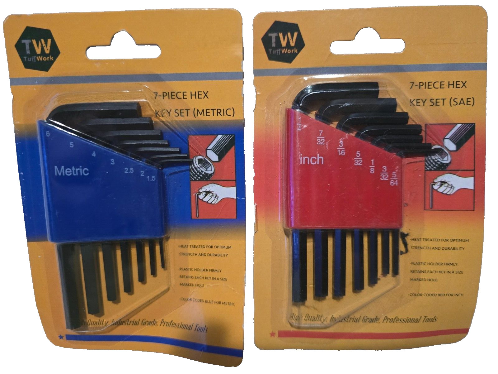 TW Tuff Work HEX Keys Set – 7 Standard & 7 Metric Allen Wrenches
