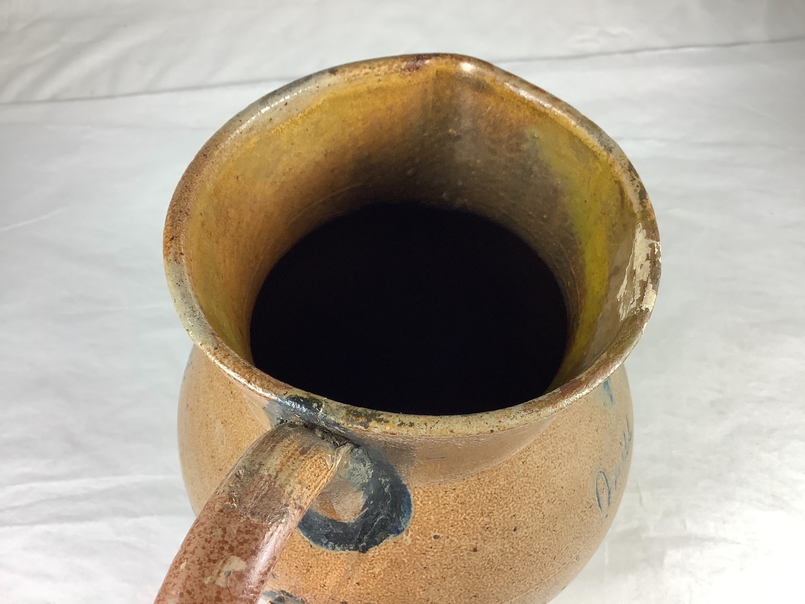 1893 SHENFELDER STONEWARE PRESENTATION PITCHER 6 LINE ZELLERS SCRIPT INSCRIPTION