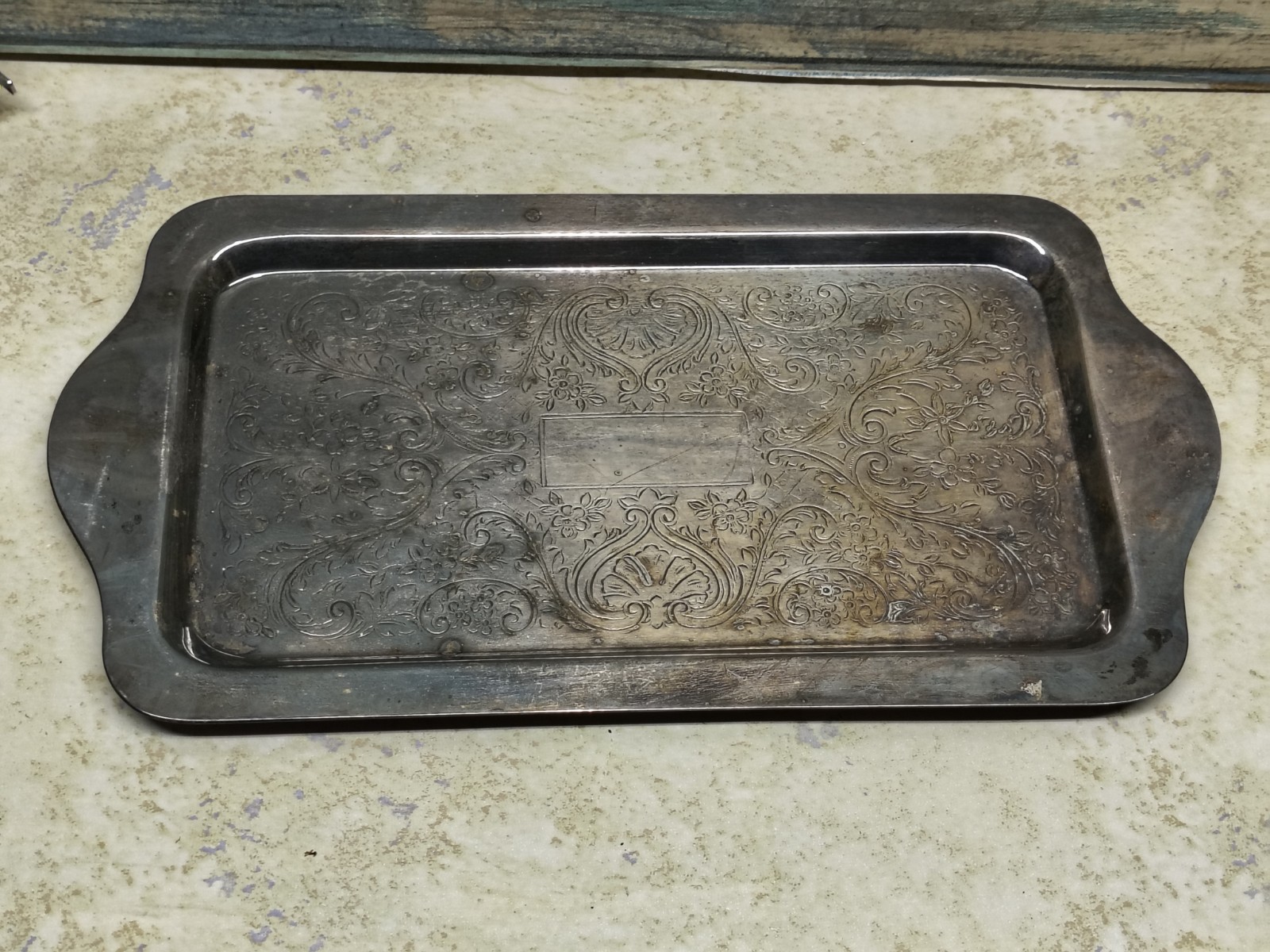 F.B. Rogers Silver Co. Sugar/Creamer Vintage Serving Tray Etched