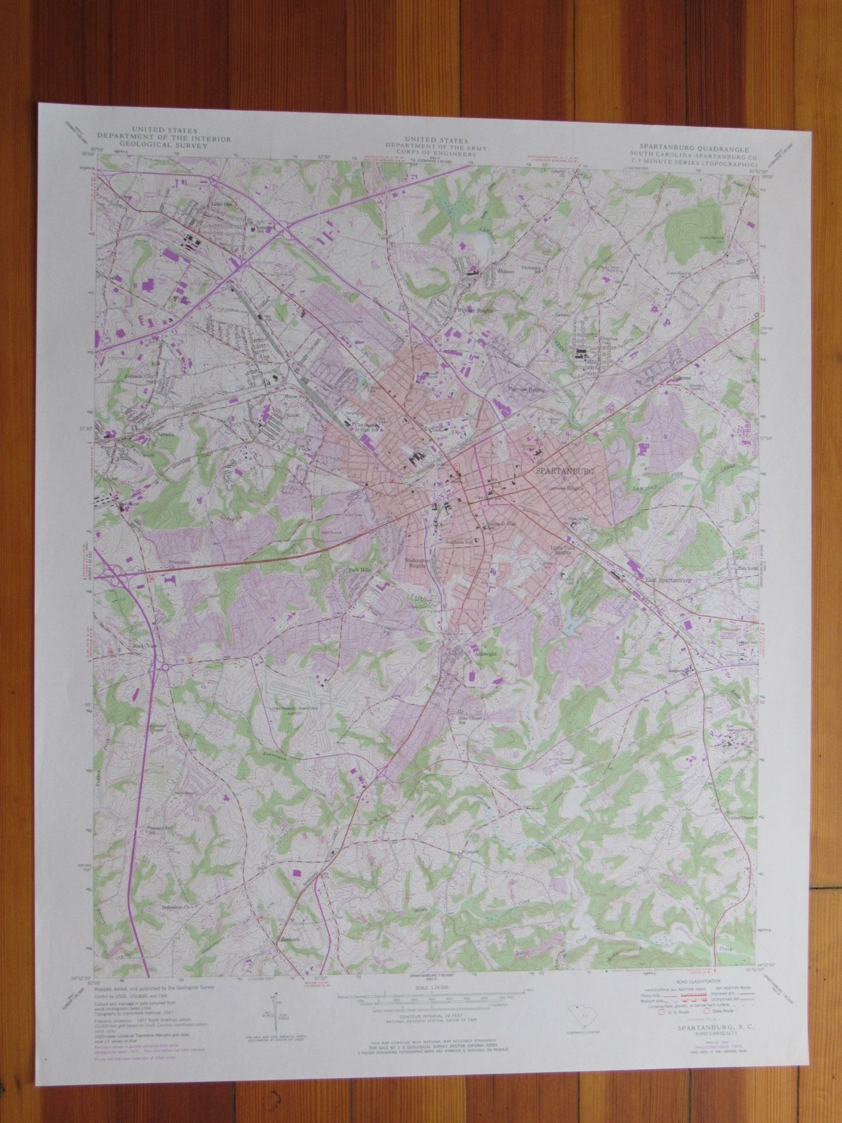 Spartanburg South Carolina 1977 Original Vintage USGS Topo Map