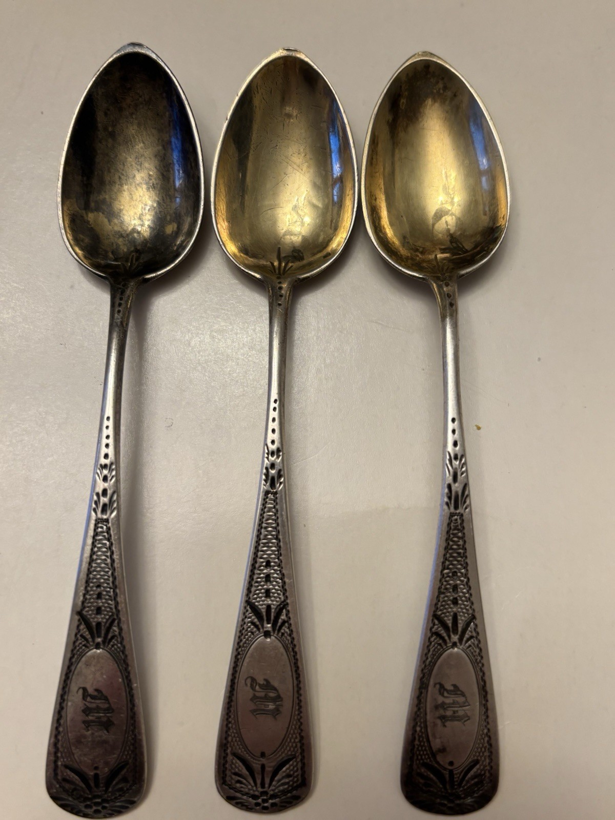 Antique WM Gale Sterling Silver Demitasse Spoons Set 3 Victorian 1.32 Troy Oz
