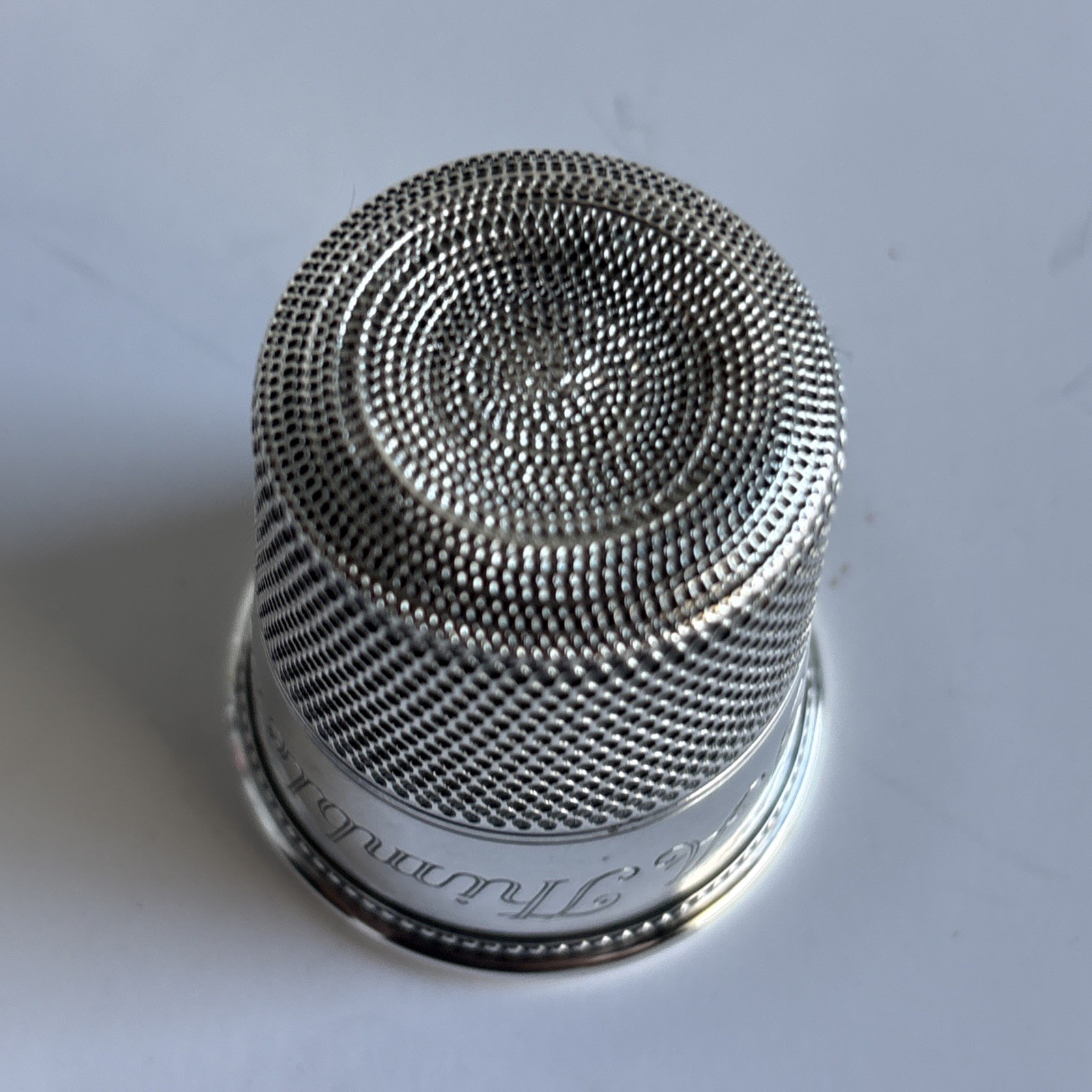 Thomae & Co. Sterling Silver “Only A Thimble Full” Shot Glass Jigger. “H.W.E”