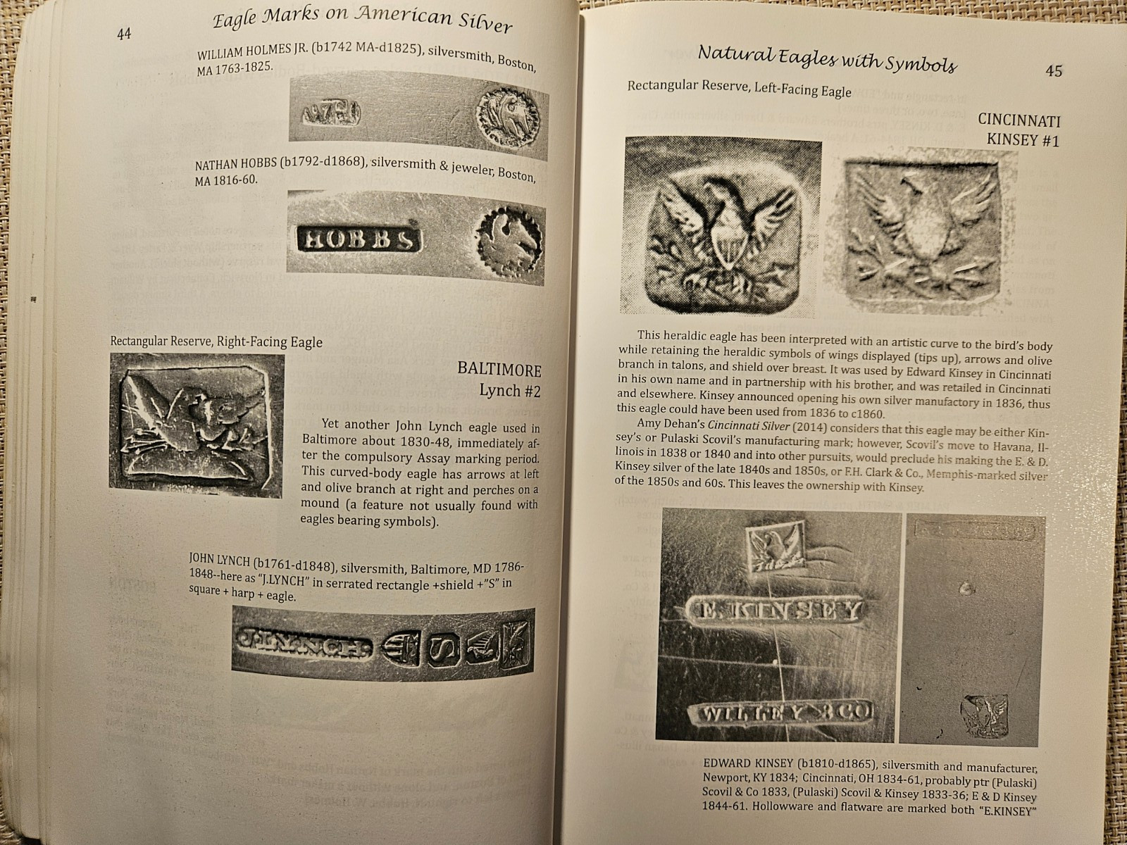 EXCELLENT COIN SILVER BOOK ” Eagle Marks on American Silver” 500 enlarged photos