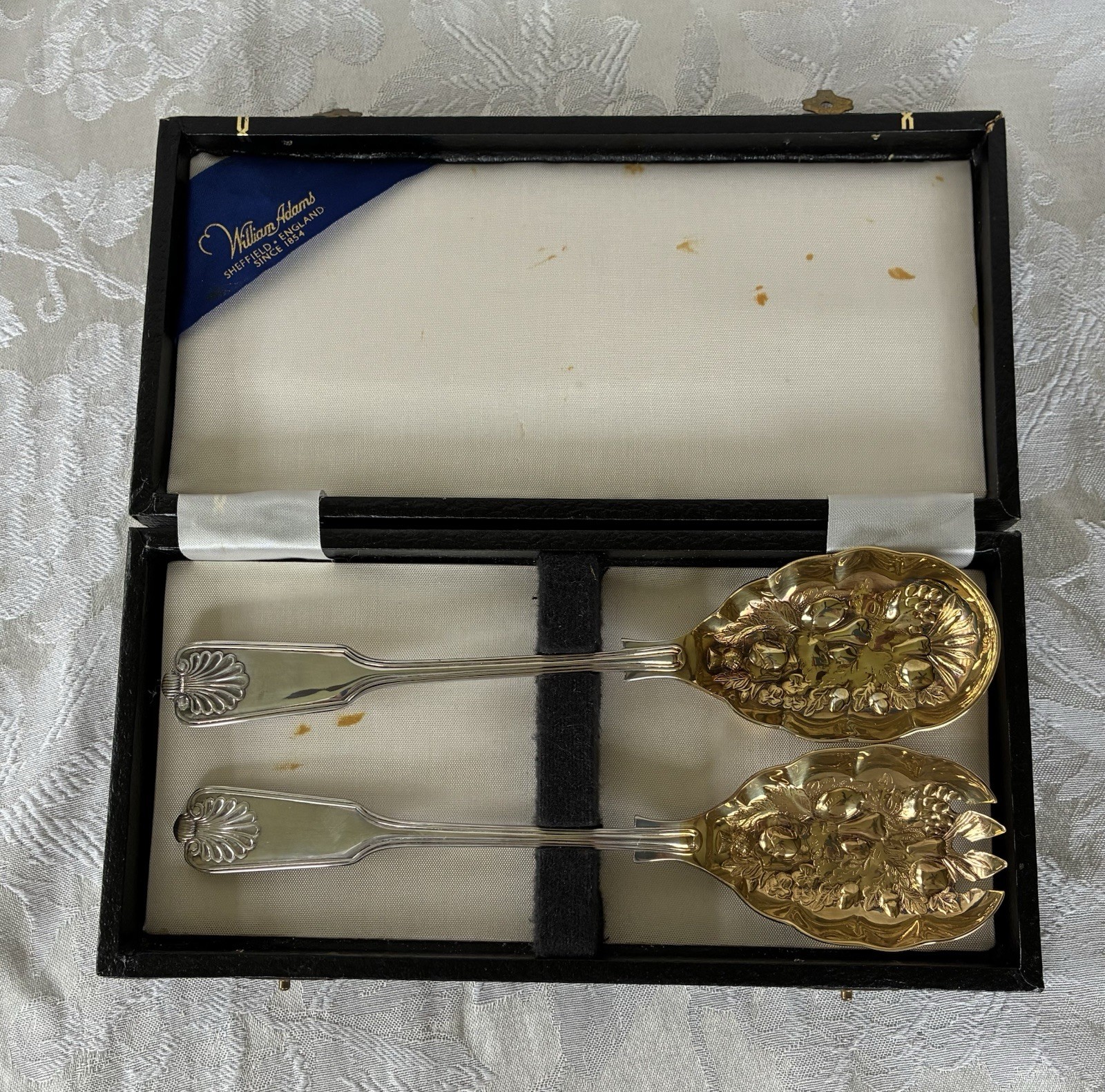 Vintage William Adams Silver Plate Salad Serving Fork and Spoon
