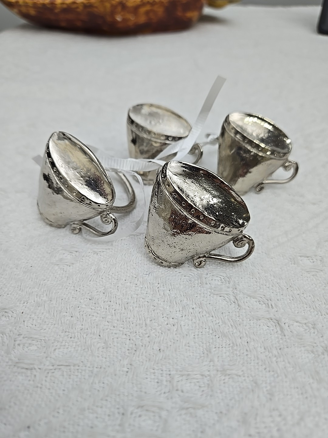 Silver Plated Napkin Rings Set Of 4 In Shape Of A Cup 1.5″