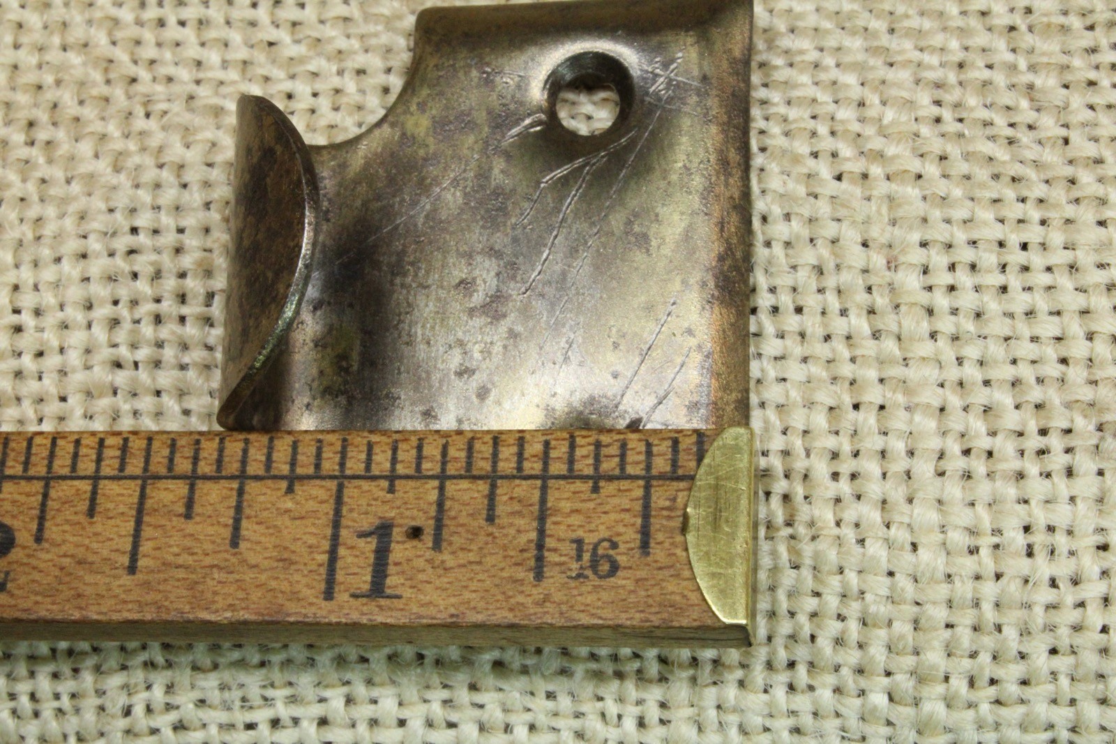 Old Window Sash Lift Pull Tarnished Brass Plating Finish Stamped Steel Vintage