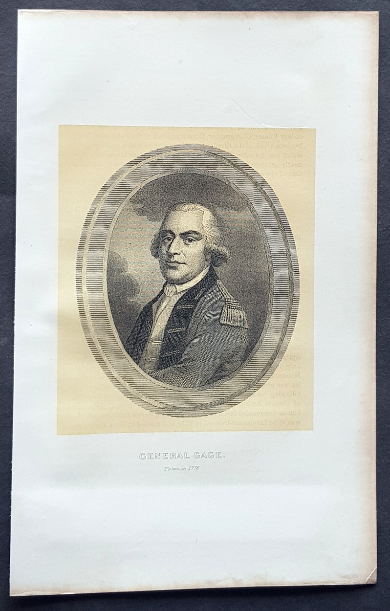 1869 D T Valentine Antique Print British General Thomas Gage in America 1776