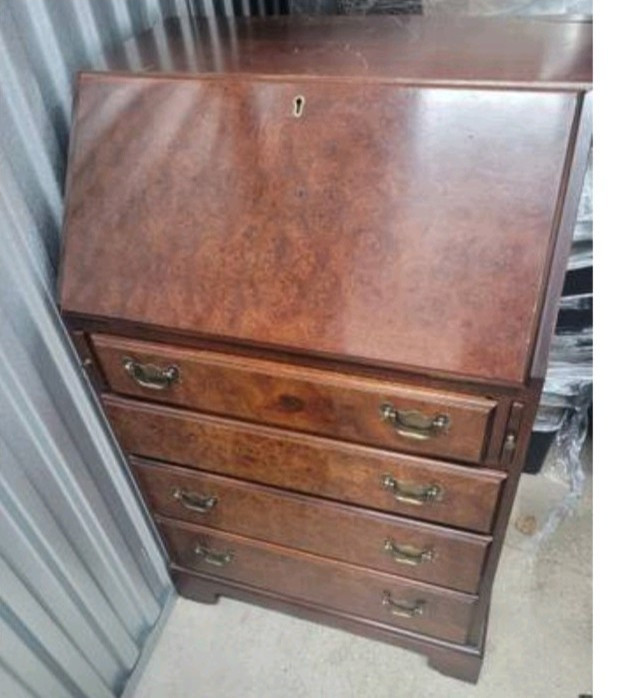 Vintage Small Secretary Desk. Has Small Scratches On Top And Corner, As In Pic