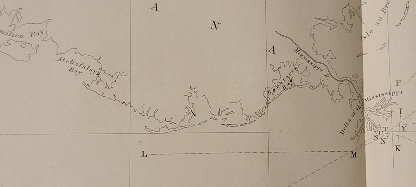 1855 H No. 3 US Coast Survey sketch map Deep Sea Soundings Gulf Mexico Bache