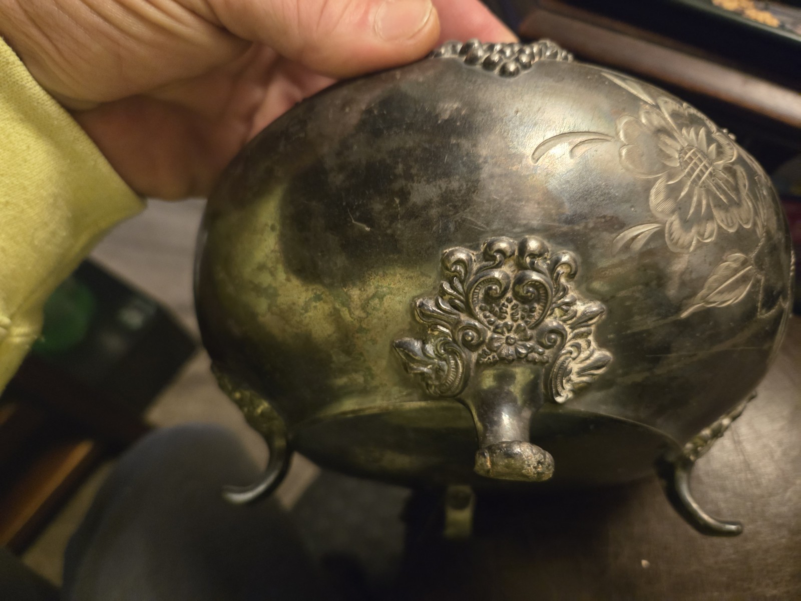 F.B. Rogers Silver Co. Victorian Repousse Silverplate Footed Bowl