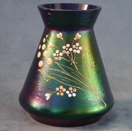 Antique Bohemian Czech Art Nouveau Iridescent Glass Vase attributed to Loetz