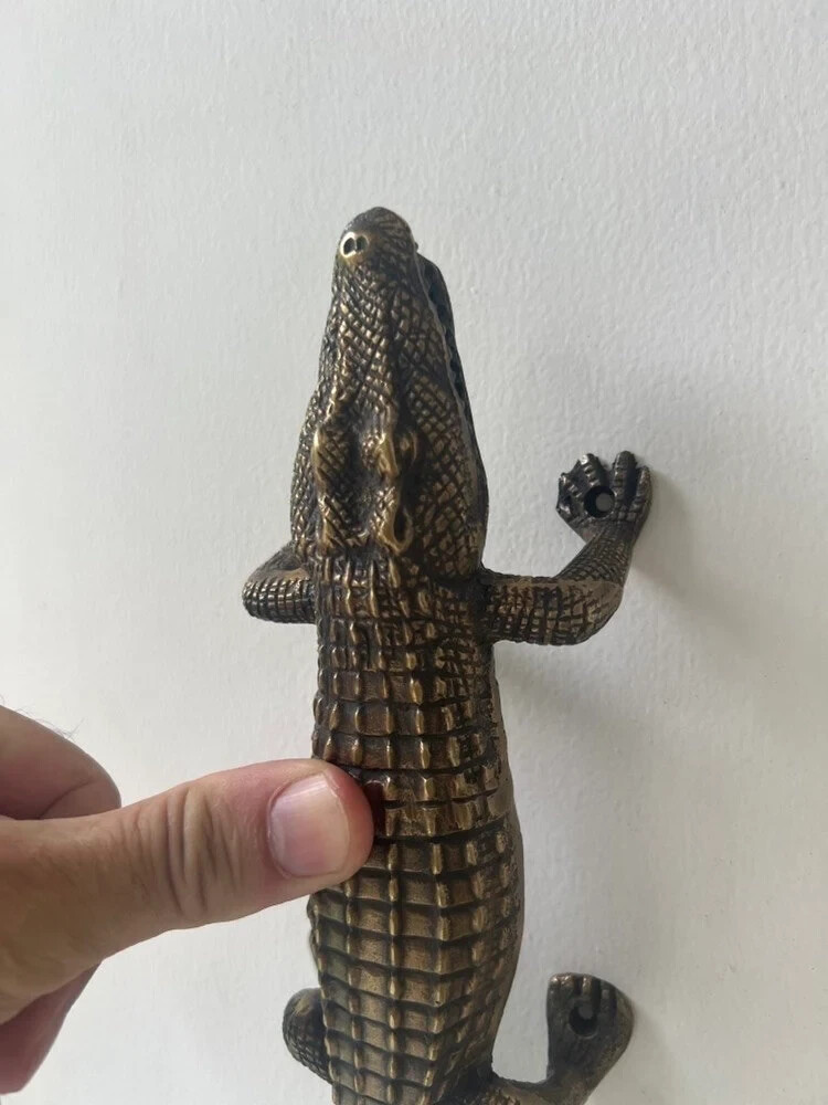 basic rustic hand made CROCODILE shape 12″ Brass alligator Door handle