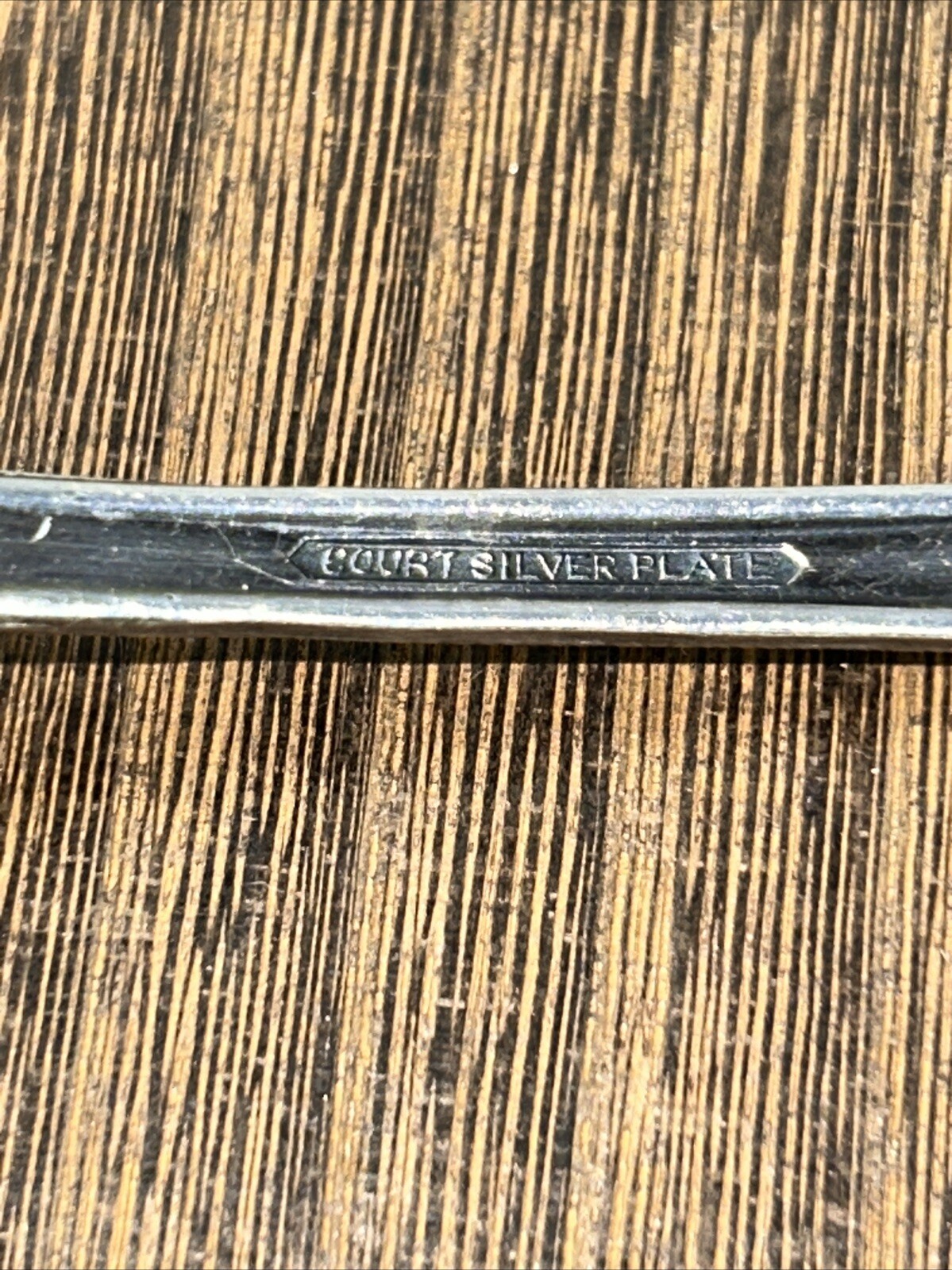 Vintage Court Silver Plate Serving Spoon 7 3/4″ Plate Damage
