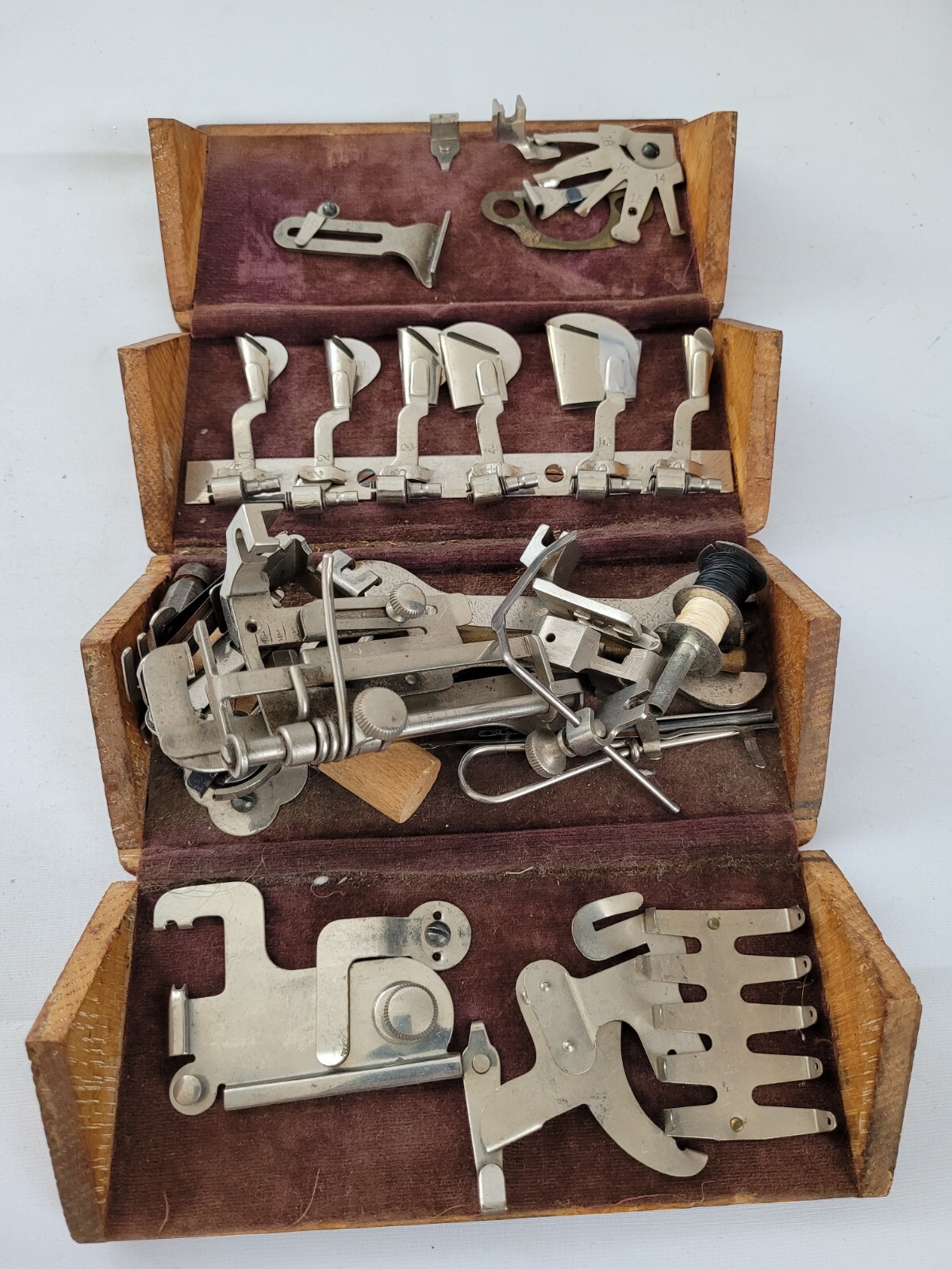 Rare Singer Sewing Machine Machinist Tool Set in Wooden Box Patented 1889!