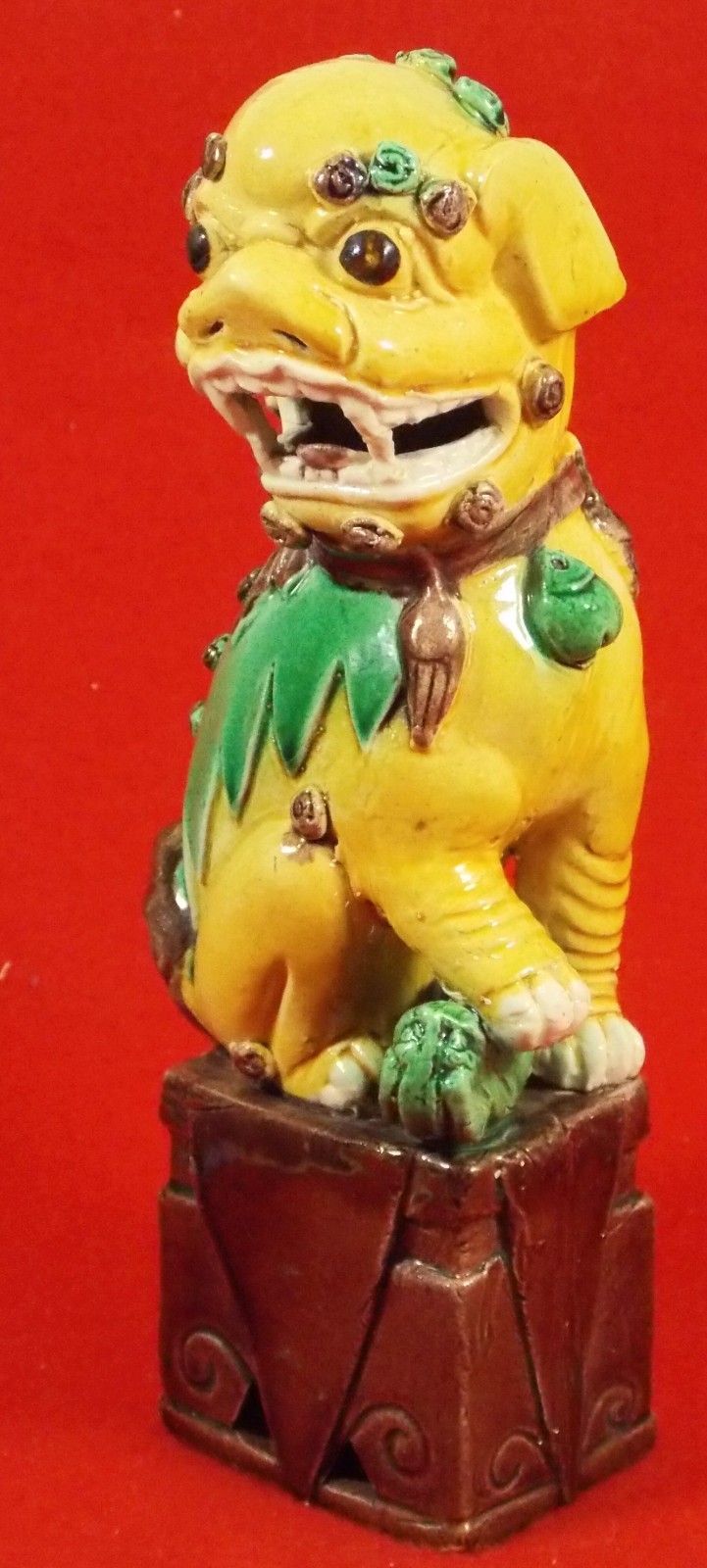 Antique Clay Sancai Chinese Foo Dog W/ Pup Great Condition!!