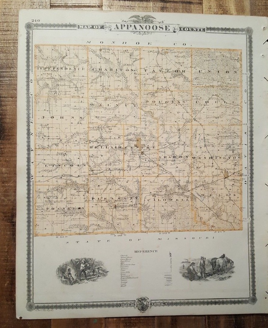 NICE MAP – APPANOOSE & WAYNE COUNTY – IOWA – Andreas Atlas Co. 1875