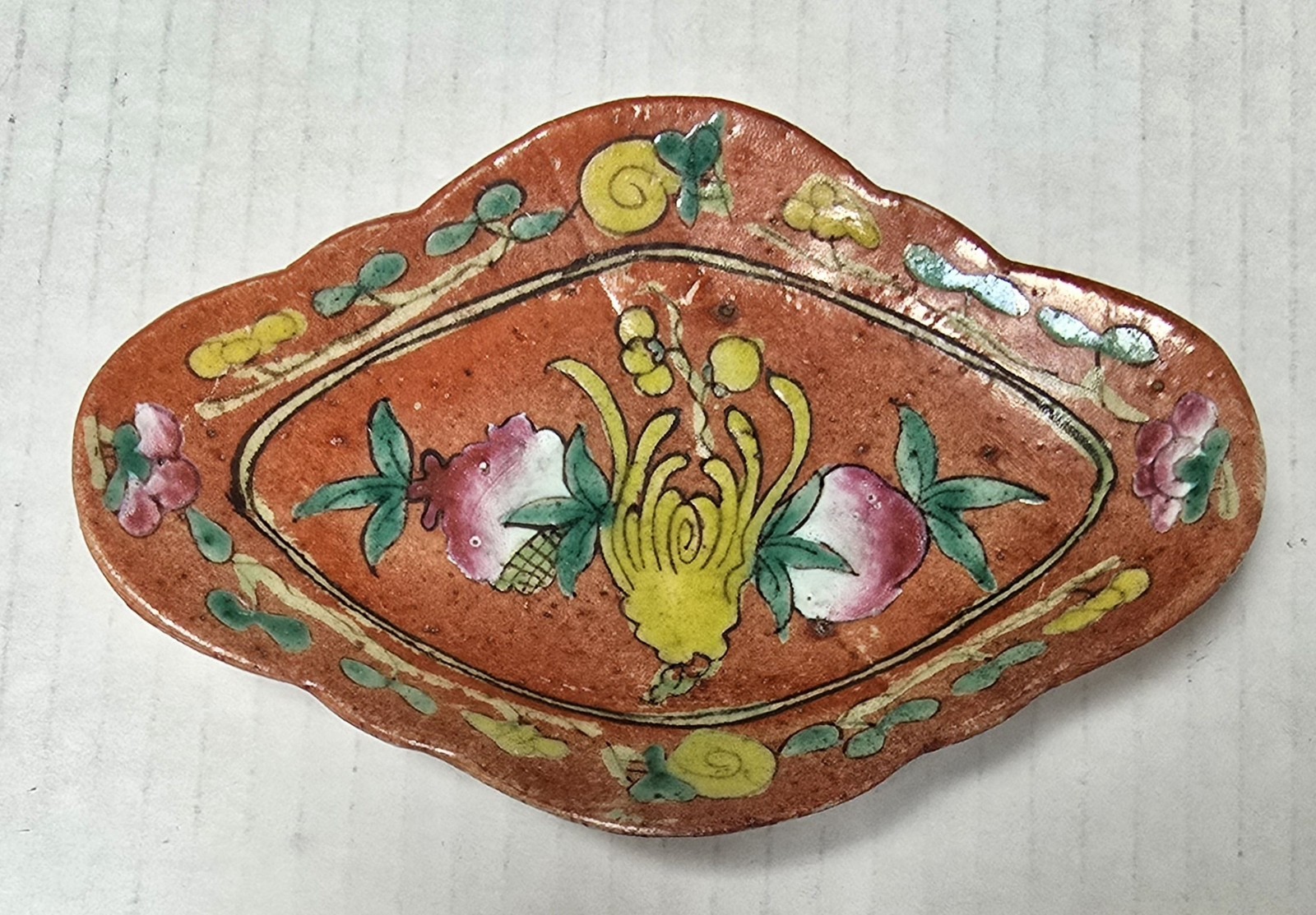 Antique Chinese Export Porcelain Buddah’s Hand Footed Dish Offering Plate