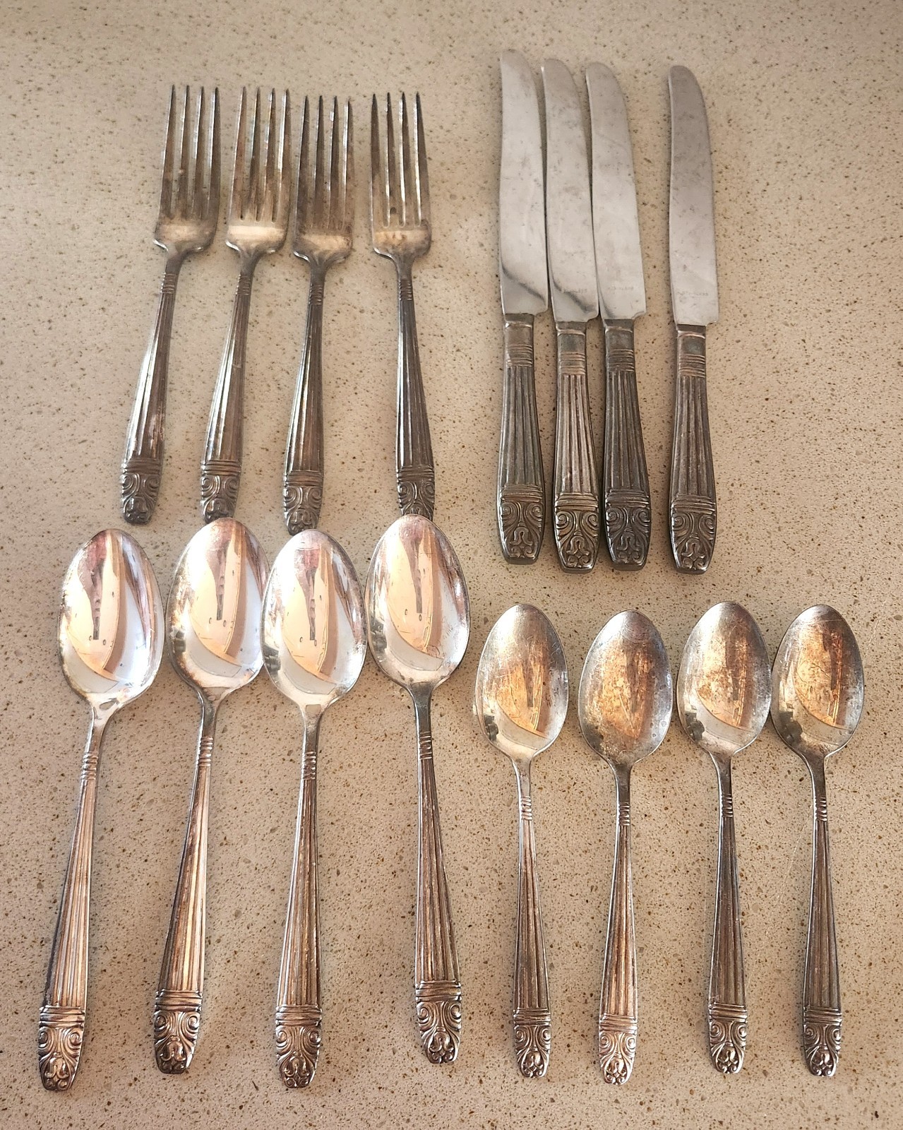 Danish Queen Harmony House Silverplate Service for 4, 16 pcs Vintage