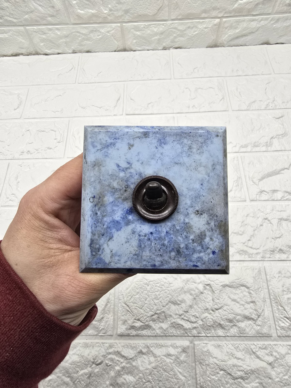Art Deco Light Switch Plate Toggle 5/8amp Mottled Blue Bakelite Gec 1 Way