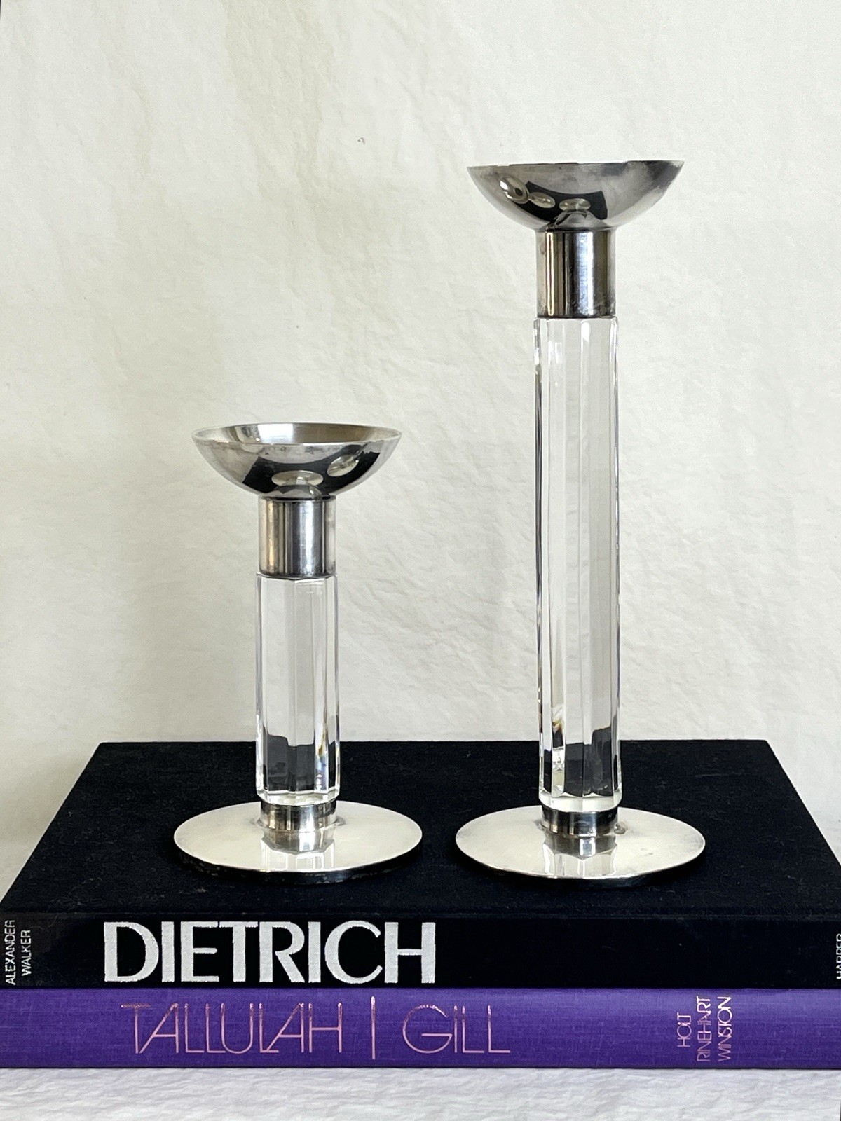 Vintage Silver and Crystal Candlesticks