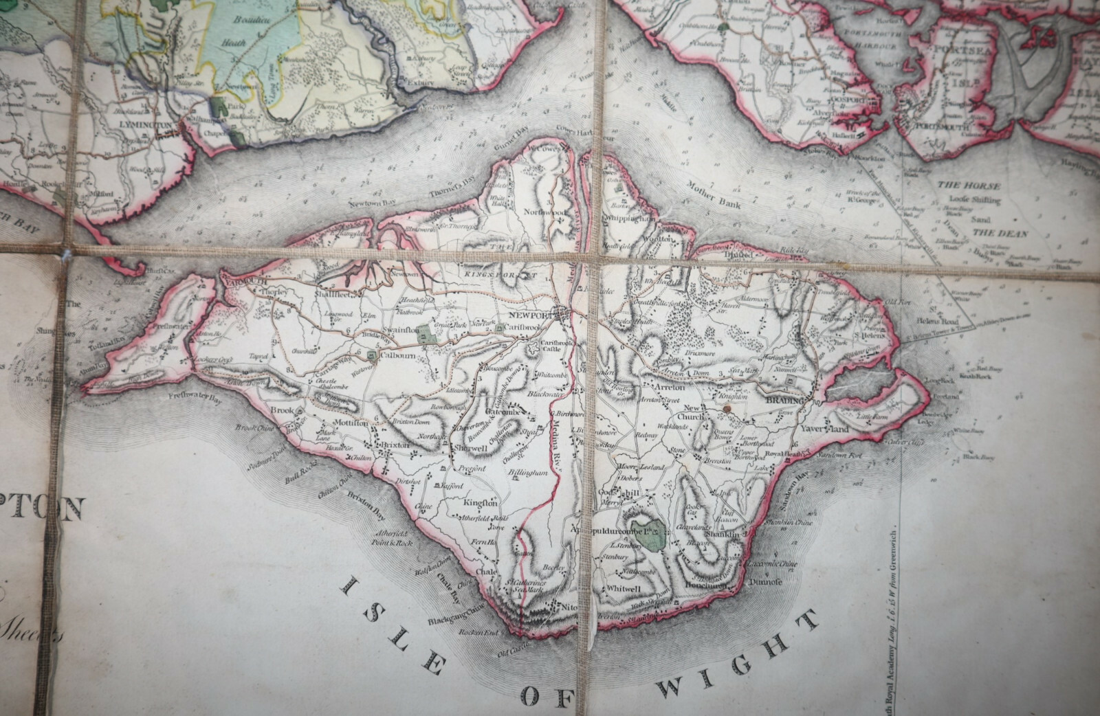 1796 Hampshire or the County of Southampton Isle of Wight Faden Linen Backed MAP