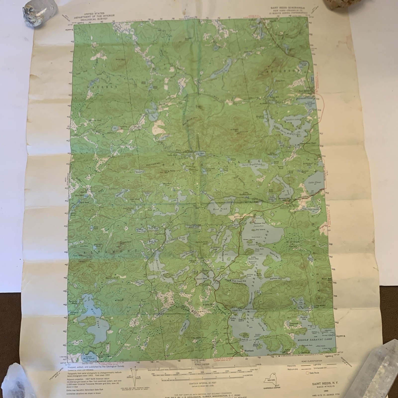 Saint Regis New York 1955 Original Vintage Usgs Topo Map Saranac Lake