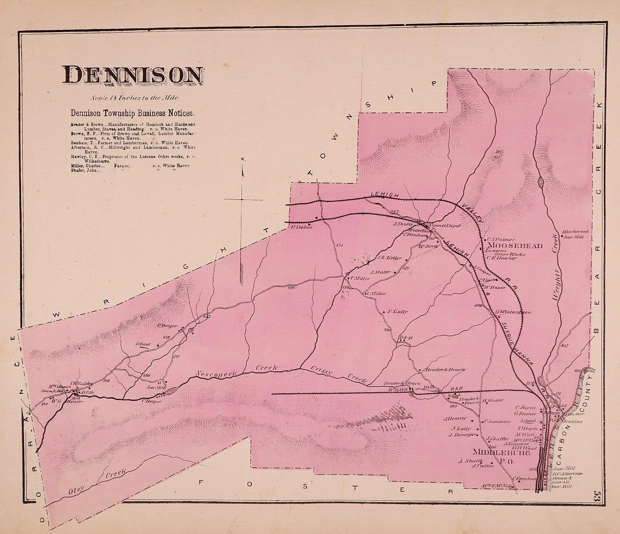 1876 Plat Map ~ DENNISON, PENNSYLVANIA ~ (12×15)-#26