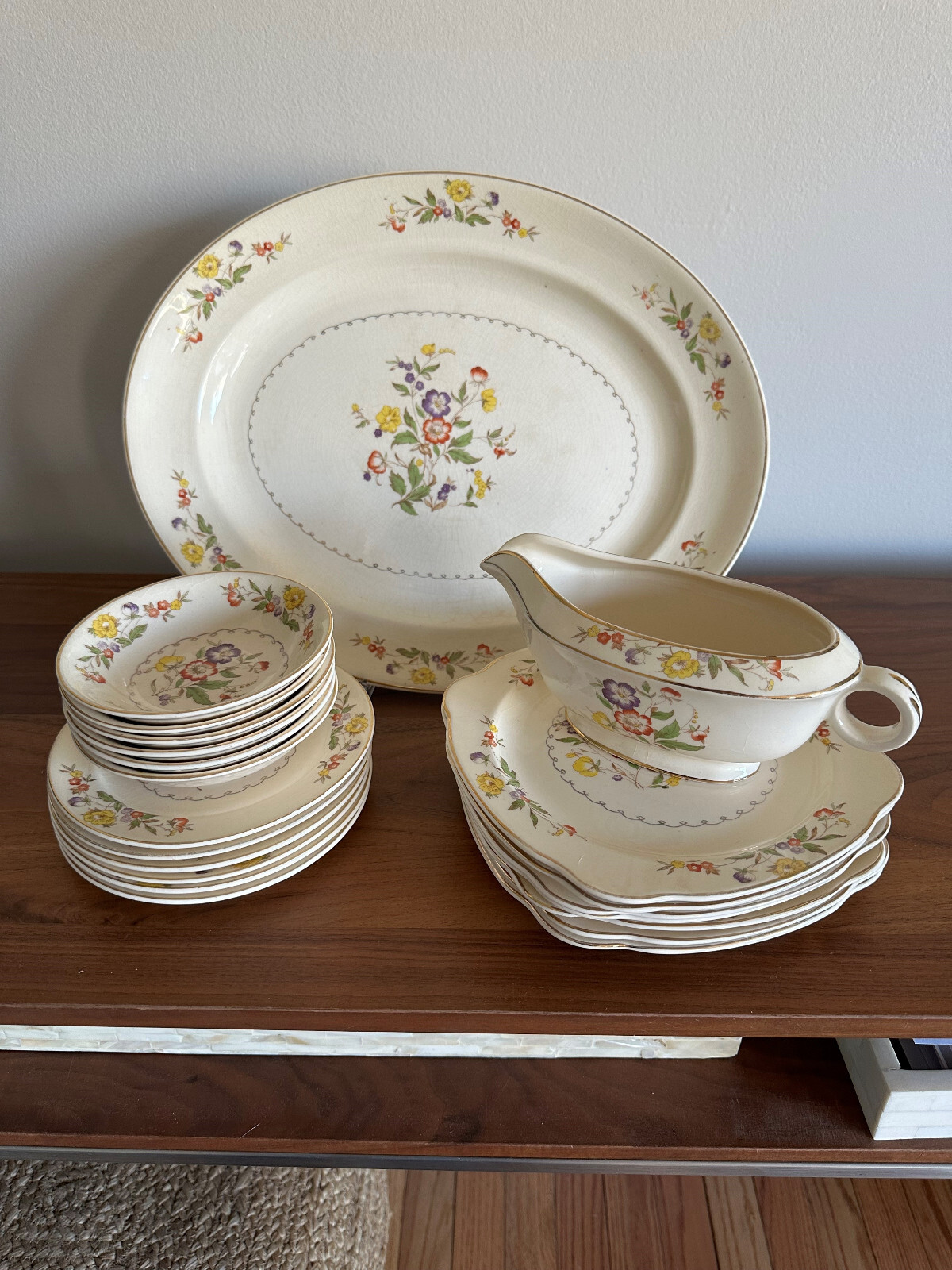Vintage Paden City Pottery Set c. 1946 Buttercup Rare Design Error