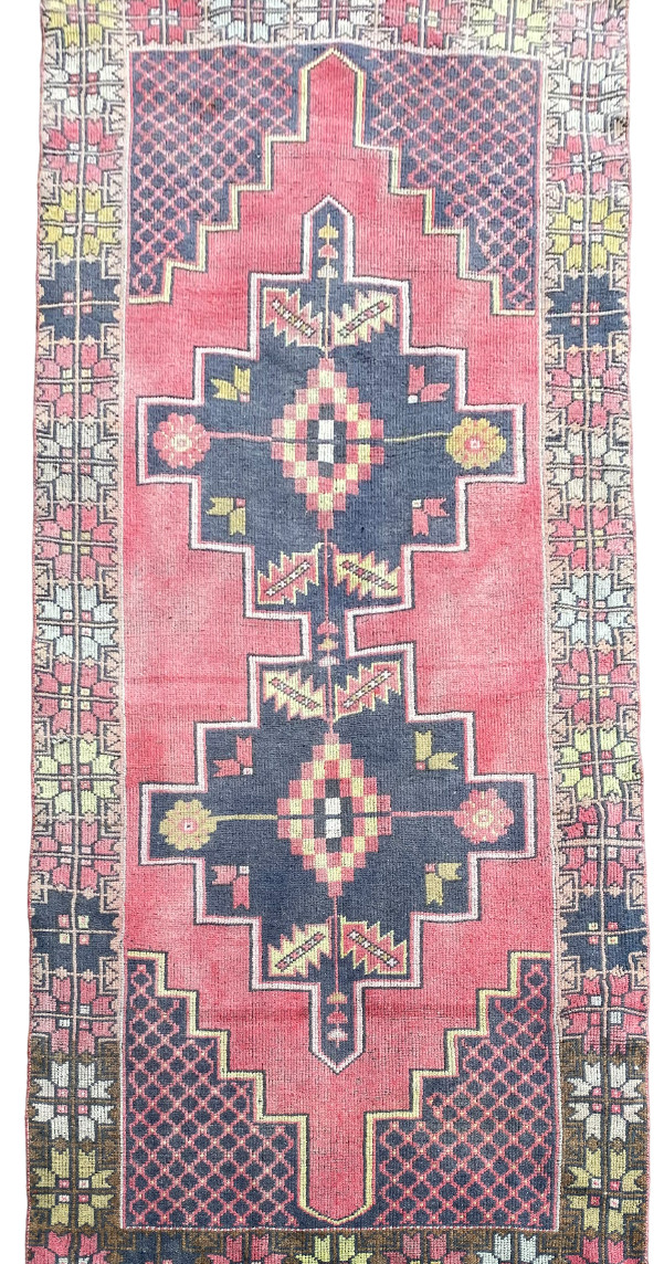 Handmade Wool Rug, Bohemian Area Rug, Turkish Vintage Rug, Home Rug 4,1 x 8,8 ft