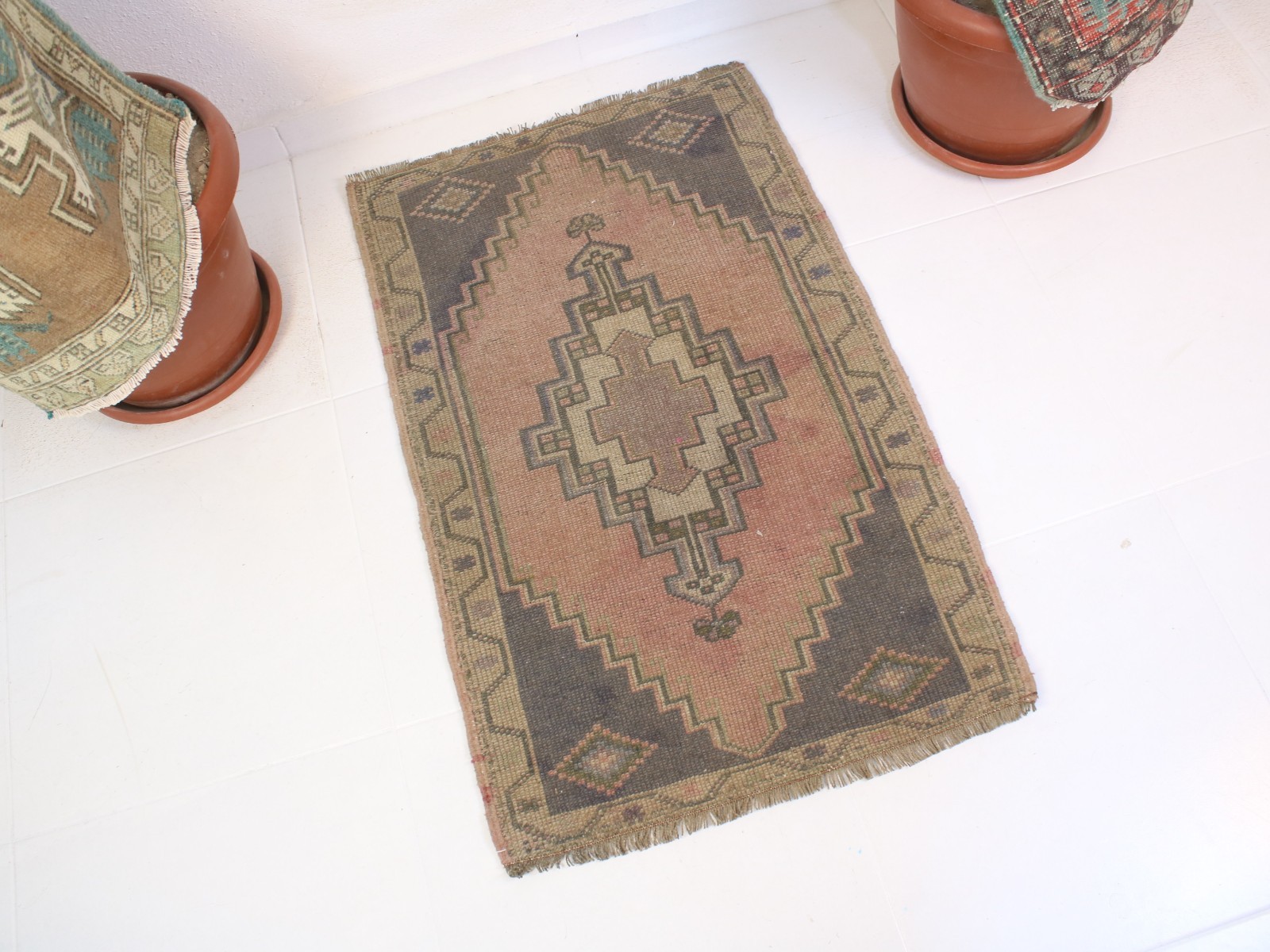 2×3 Red Door Mat, Handmade Turkish Rug, Vintage Small Entryway Rug, 2.0×3.2 Ft