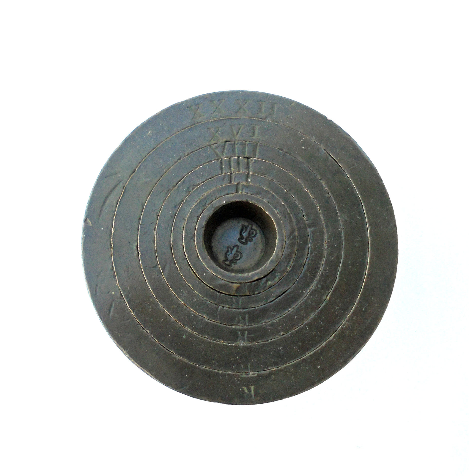 Antique Bronze Nesting Troy Weights – 32 oz – 1/2 oz