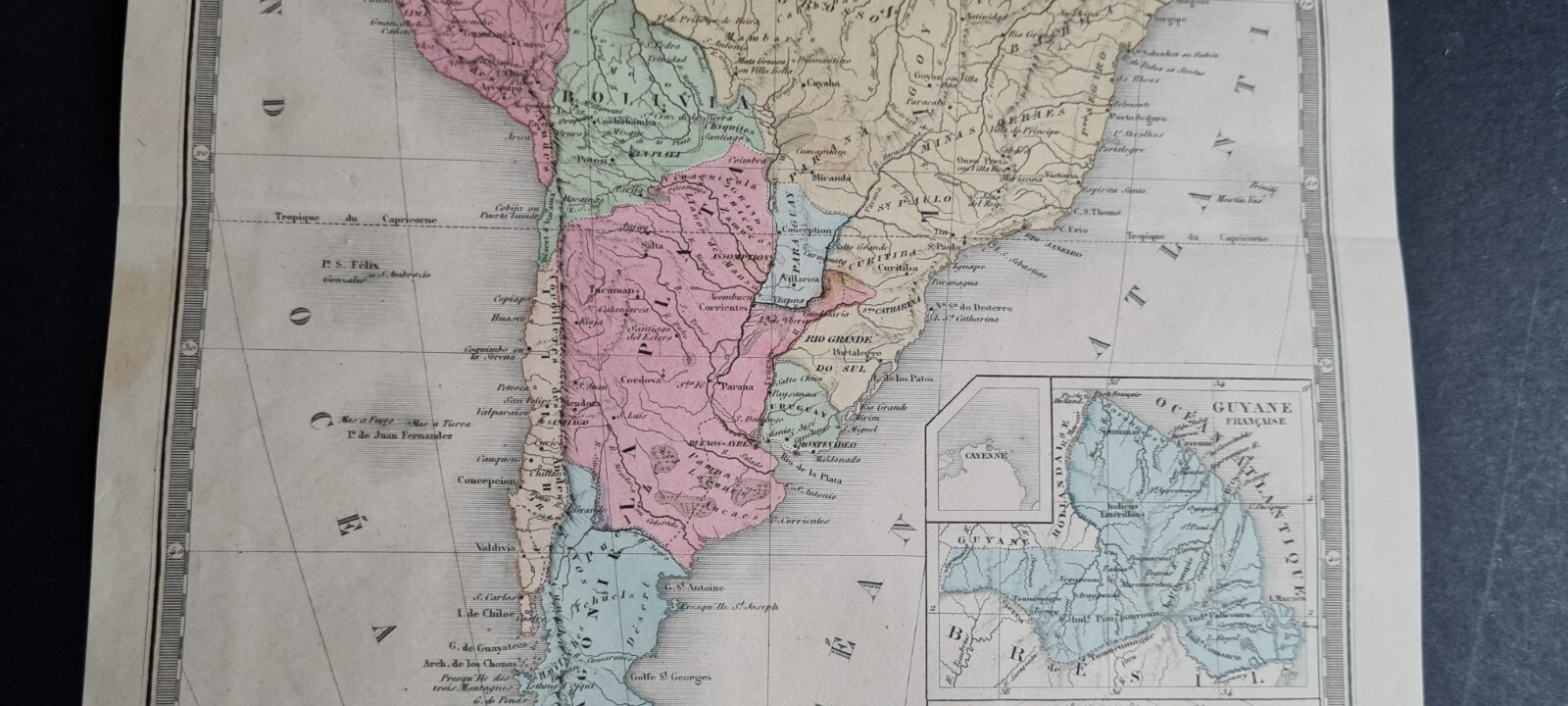 Antique (1862) French map – South America – Felix Ansart