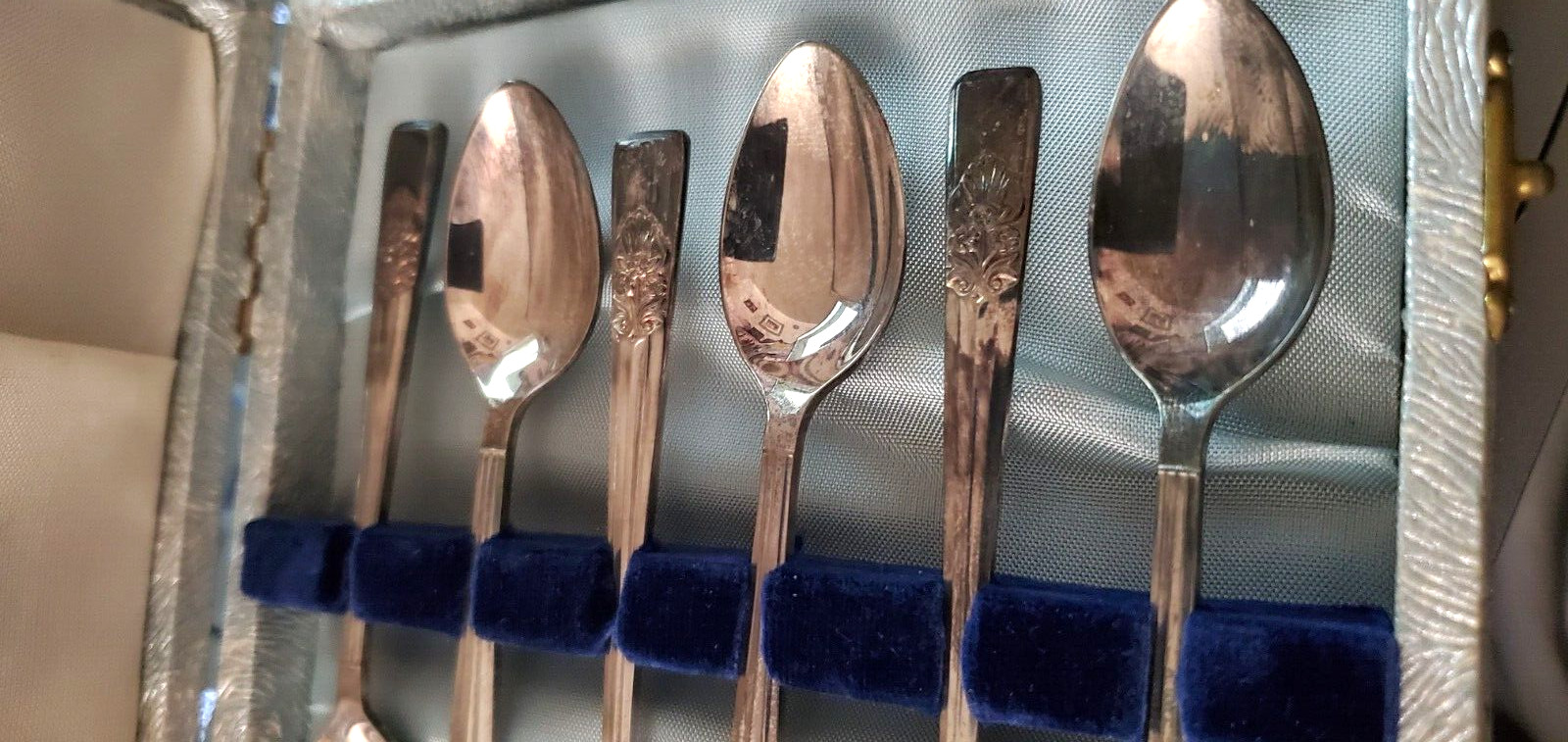 Set (6) MCM Demitasse Spoons Sheffield England Lexington EPNS Vintage With Box