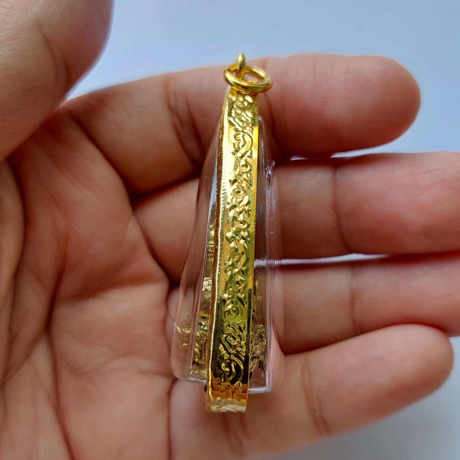 Golden Emperor Buddha Thai Amulet Pendant LP Doo Gold Micron Case