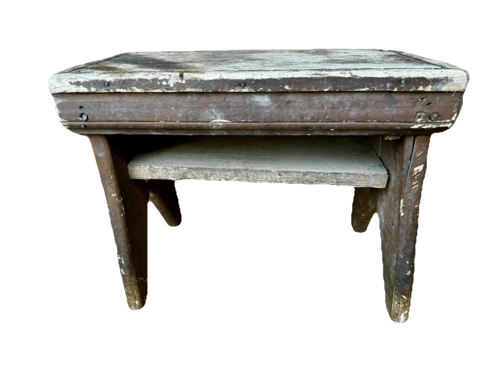 Antique Wooden STOOL Country Rustic Farmhouse Vintage Primitive