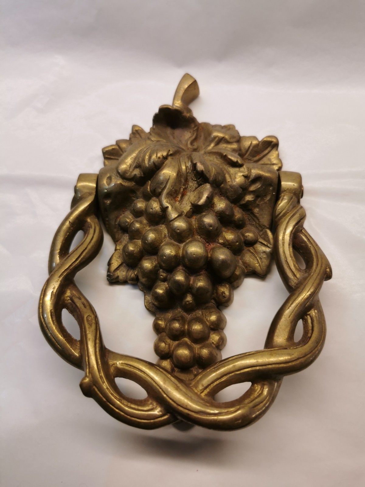 Vintage Solid Brass Bunch Of Grapes & Vines Door Knocker