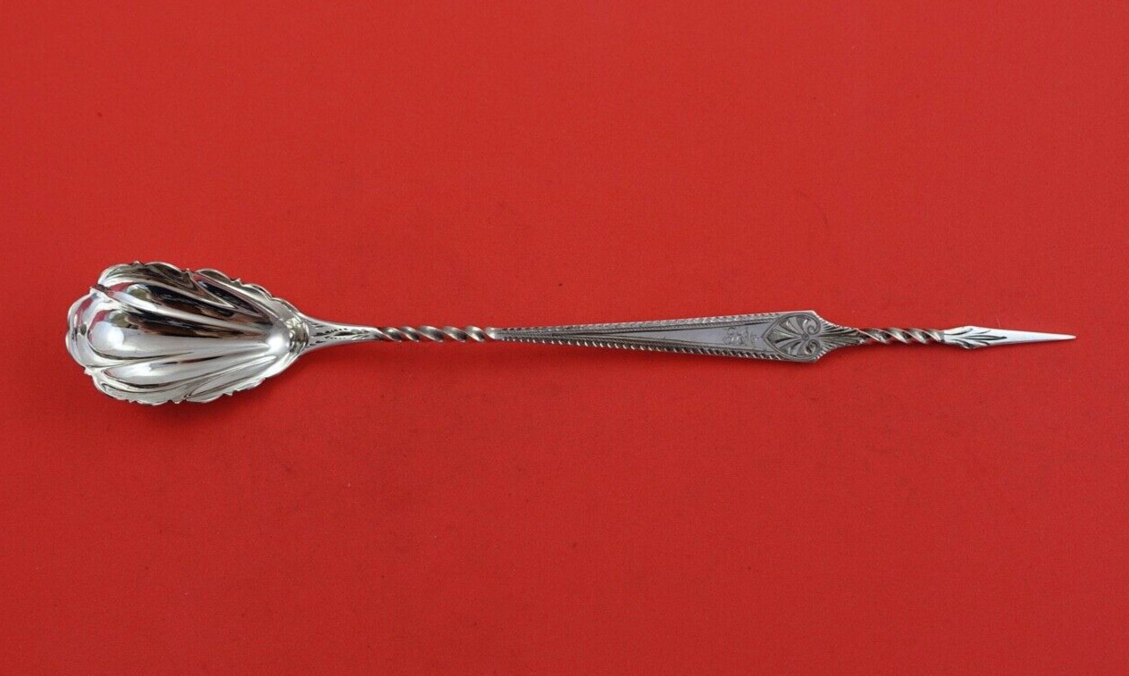 Brite Cut by Various Makers Sterling Silver Olive Spoon & Spear combo 9 1/2″