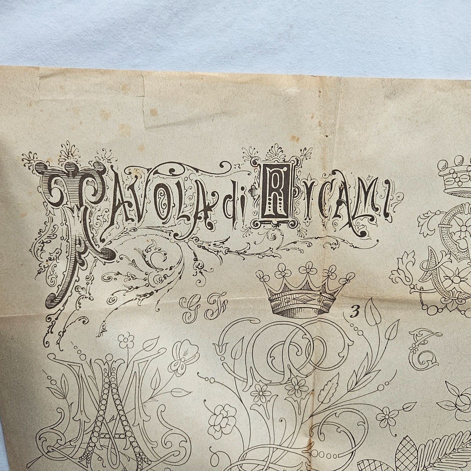 Antique Double Sided Embroidery Pattern From Milano Italy 24 x 34 1/2″