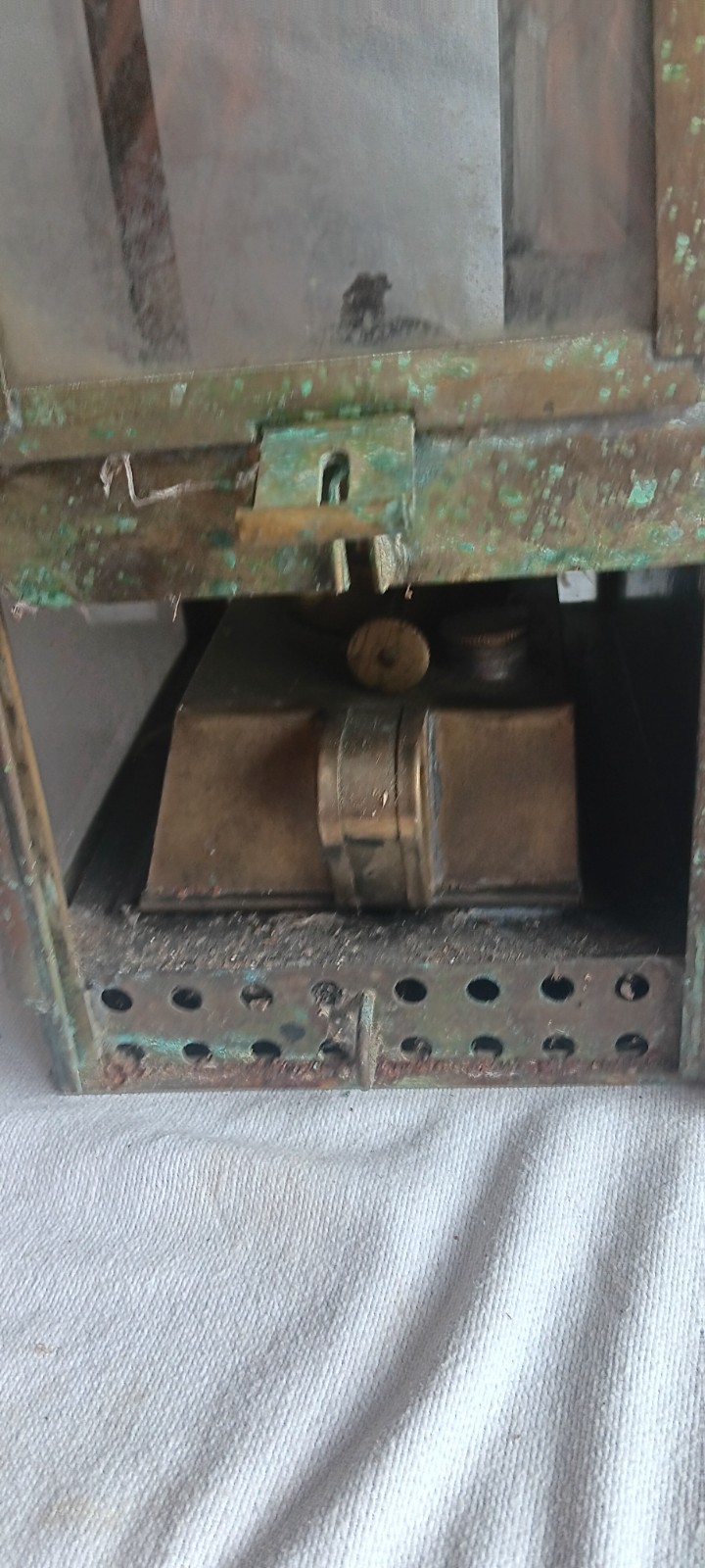 Antique Brass Ship Lantern with original Beveled glass Working 20″