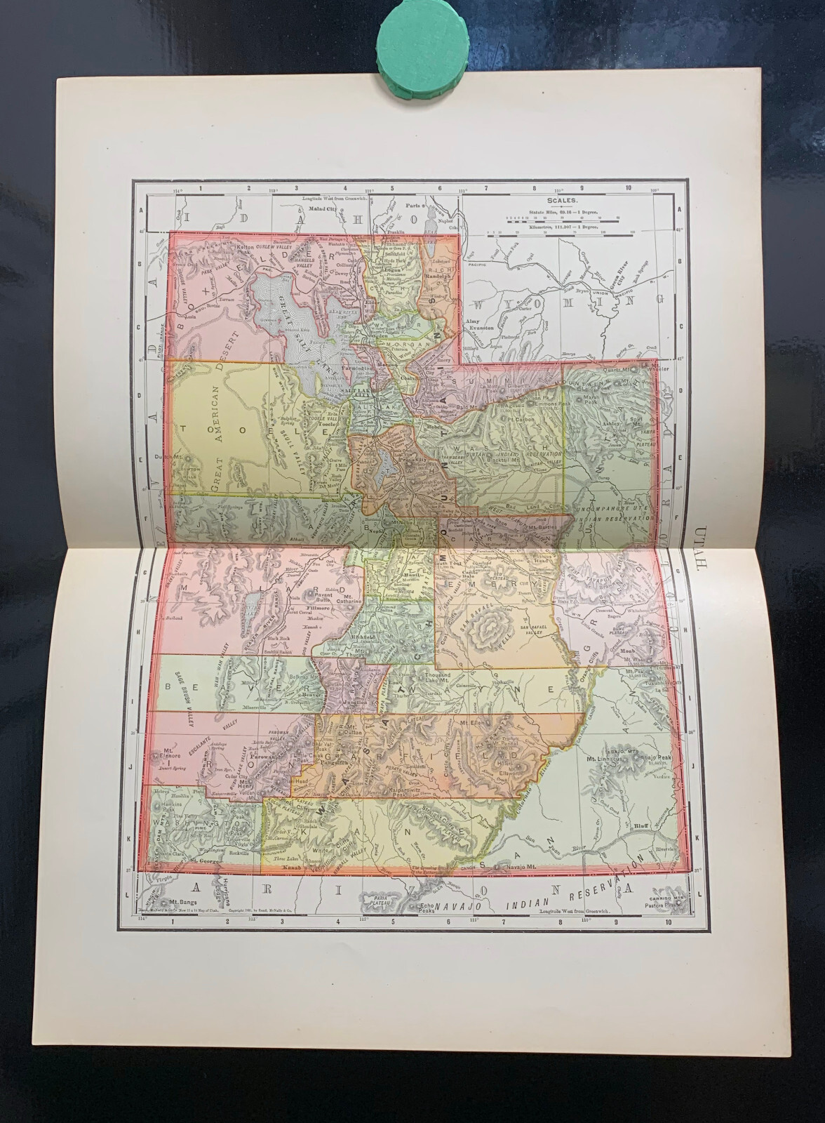 Utah – c. 1895, Rand McNally & Co., 11 x 14 Antique Map