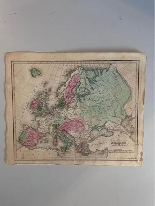 Rosswell C. Smith 1835 Antique Hand Colored Map of Europe | Original Antique,