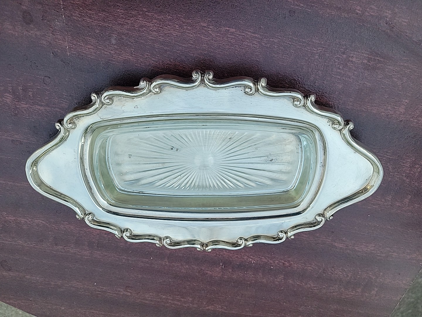Vintage FB Rogers Silver Co Butter Dish Style 1959X Ornate Server Small TRAY