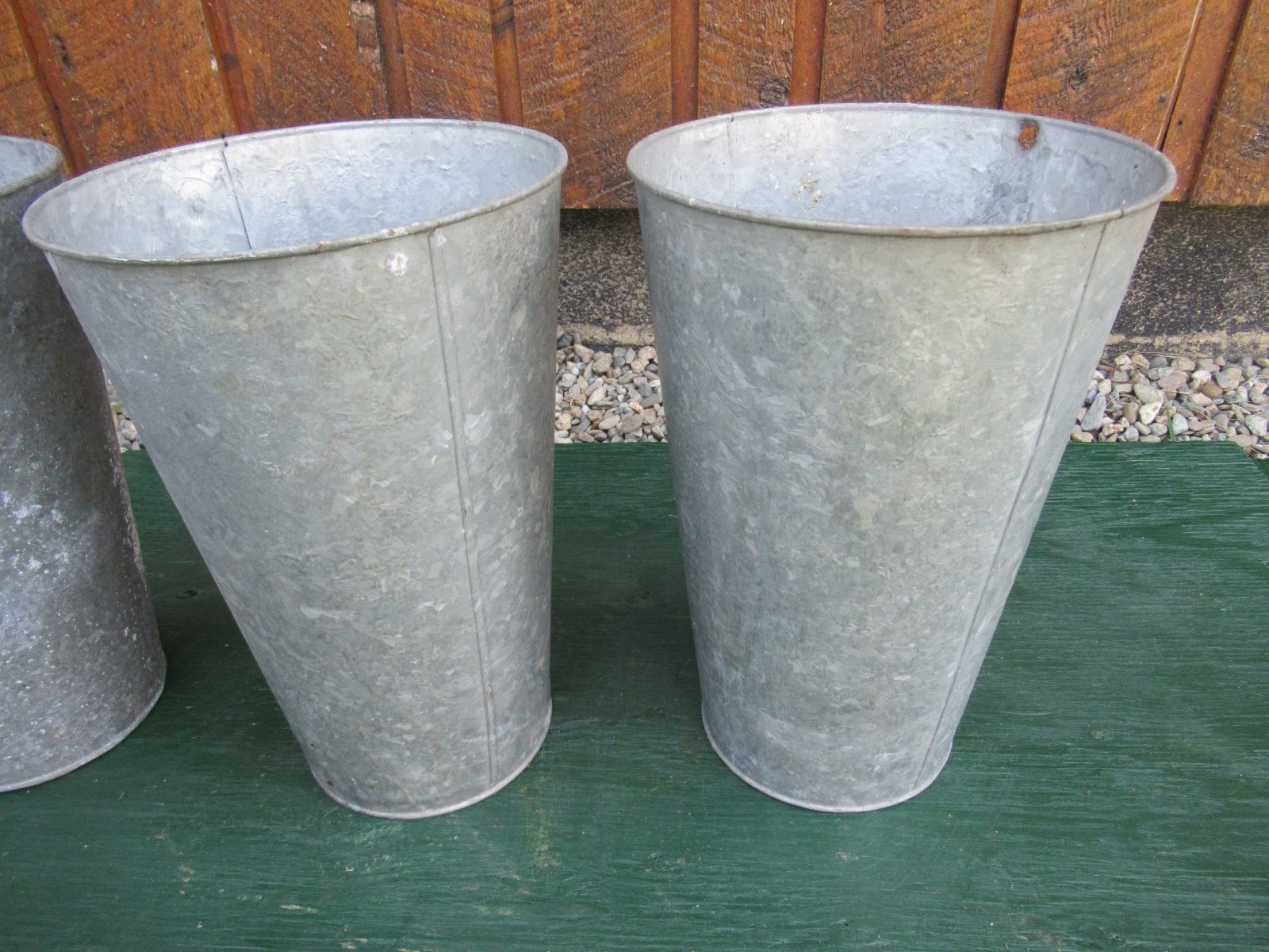 BEAUTIFUL ANTIQUE 3 OLD GALVANIZED Maple Syrup Buckets TAPERED STYLE Bucket Pail