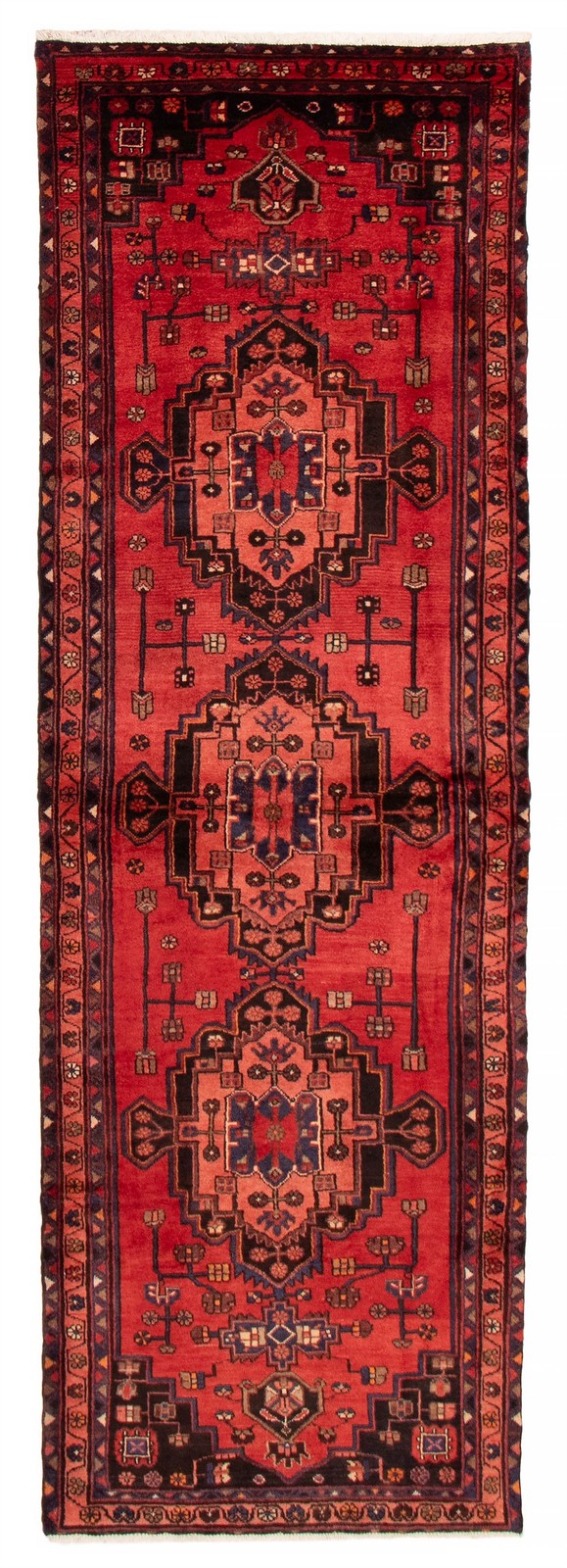 Vintage Hand-knotted Runner Rug 3’4″ x 10’1″ Traditional Oriental Wool Carpet
